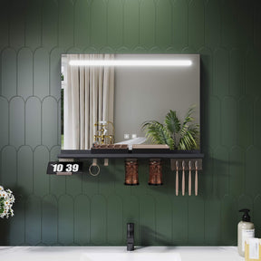 SONNI Badezimmerspiegel mit Beleuchtung 70x50 cm, LED Badspiegel mit Ablage, 3 einstellbare Lichtfarbe, Anti-Beschlag Wandspiegel mit Touchschalter