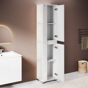 SONNI Badezimmerschrank mit Touch-LED-Beleuchtung, weißer Unterschrank mit 2 rechts öffnenden Türen und verstellbaren Einlegeböden, Geschlossen & Offenes Fach