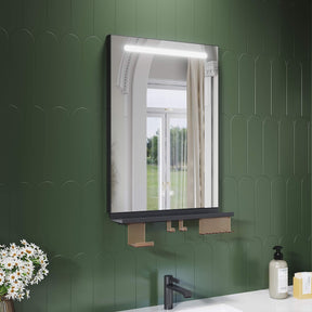 SONNI Badezimmerspiegel mit Beleuchtung 50x70 cm, LED Badspiegel mit Ablag, 3 einstellbare Lichtfarbe, Anti-Beschlag Wandspiegel mit Touchschalter