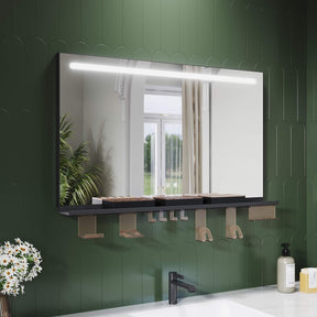 SONNI Badezimmerspiegel mit Beleuchtung 100x60 cm, LED Badspiegel mit Ablage, 3 einstellbare Lichtfarbe, Anti-Beschlag Wandspiegel mit Touchschalter