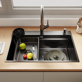 SONNI Spülbecken Küchenspüle 304 Edelstahl 70×45 cm, Einbauspüle mit 1 Becken, Unterbauspüle Silber, inkl. Abtropfkorb & Abflusssieb, 3-Loch Breitkante - Sonni Sanitär GmbH