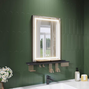 SONNI Badspiegel mit Beleuchtung 50x70cm mit Ablage, Touch Badezimmerspiegel 3 Lichtfarben, Anti-Beschlag & Gedächtnisfunktion