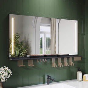 SONNI Badezimmerspiegel mit Beleuchtung 120x60 cm, LED Badspiegel mit Ablage, 3 einstellbare Lichtfarbe, Anti-Beschlag Wandspiegel mit Touchschalter