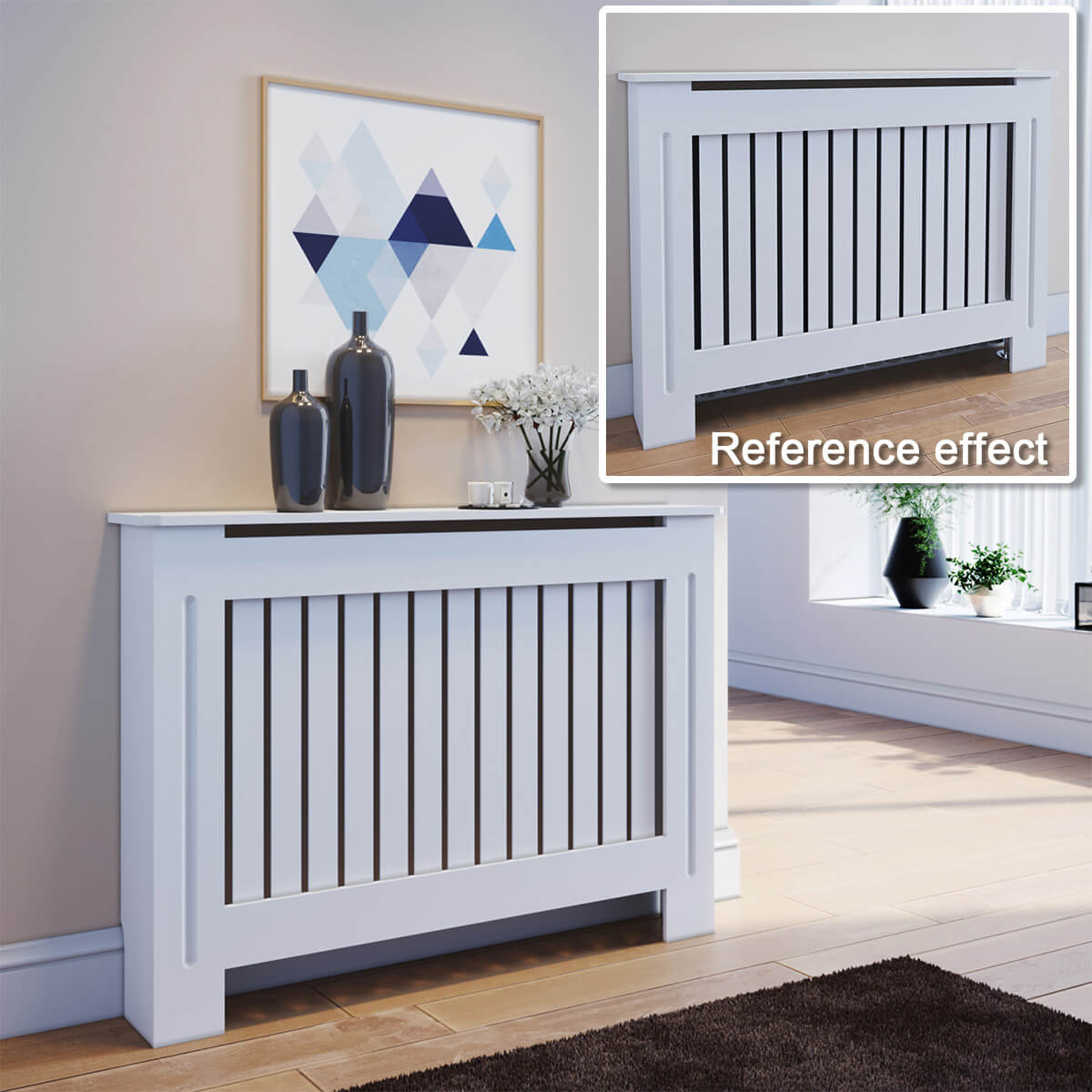 SONNI Heizkörperverkleidung Weiß Abdeckung Heizungsverkleidung Heizkörper MDF 112cm*19cm*81cm - Sonni Sanitär GmbH