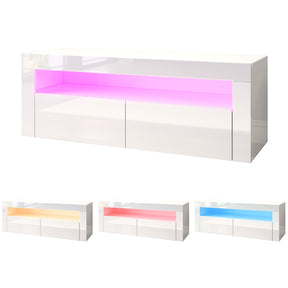 SONNI TV Board Lowboard Unterschrank Hochglanz Glasböden mit LED Beleuchtung