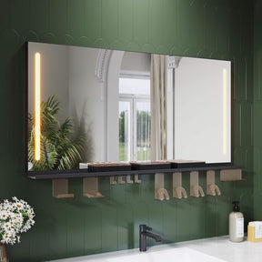 SONNI Badezimmerspiegel mit Beleuchtung 120x60 cm, LED Badspiegel mit Ablage, 3 einstellbare Lichtfarbe, Anti-Beschlag Wandspiegel mit Touchschalter