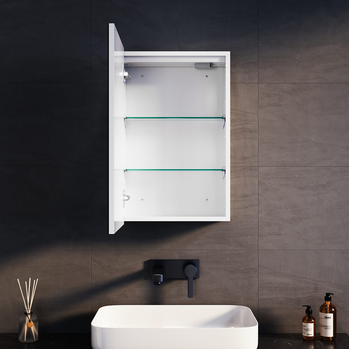 SONNI Spiegelschrank Bad mit Beleuchtung, 3 Lichtfarbe Einstellbar und Beschlagfrei LED Badezimmerschrank mit Kabelloses Scharnier Design Medizinschrank - Sonni Sanitär GmbH