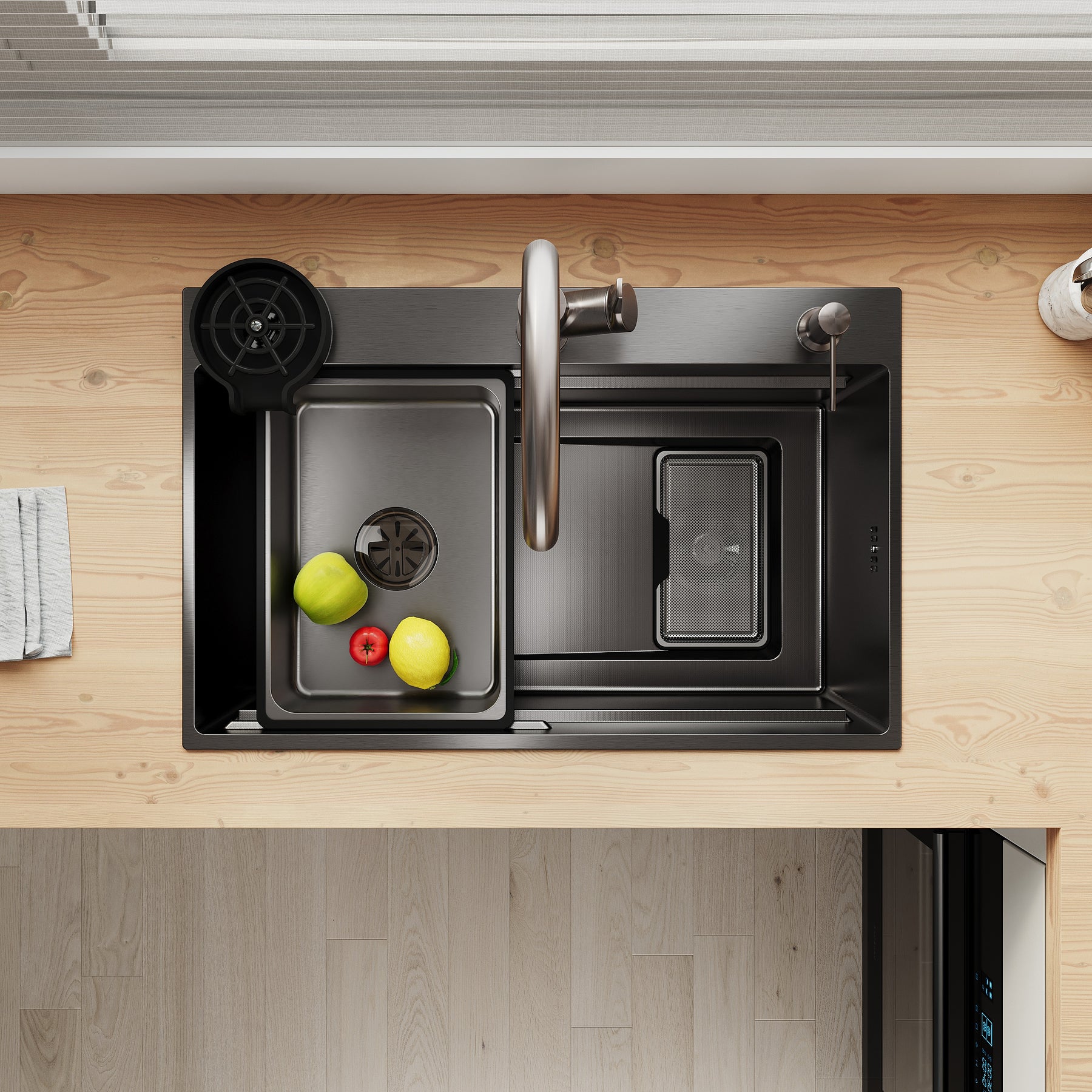 SONNI Spülbecken Küchenspüle 304 Edelstahl 70×45 cm, Einbauspüle mit 1 Becken, Unterbauspüle Silber, inkl. Abtropfkorb & Abflusssieb, 3-Loch Breitkante - Sonni Sanitär GmbH