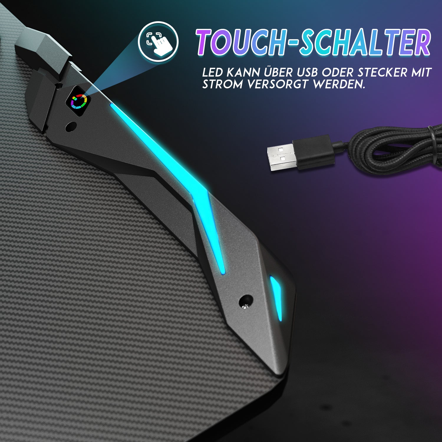 SONNI Gaming Tisch Computertisch für Gamer RGB Schreibtisch PC Tisch Racing mit Getränkehalter und Kopfhörerhaken, Schwarz 140cm