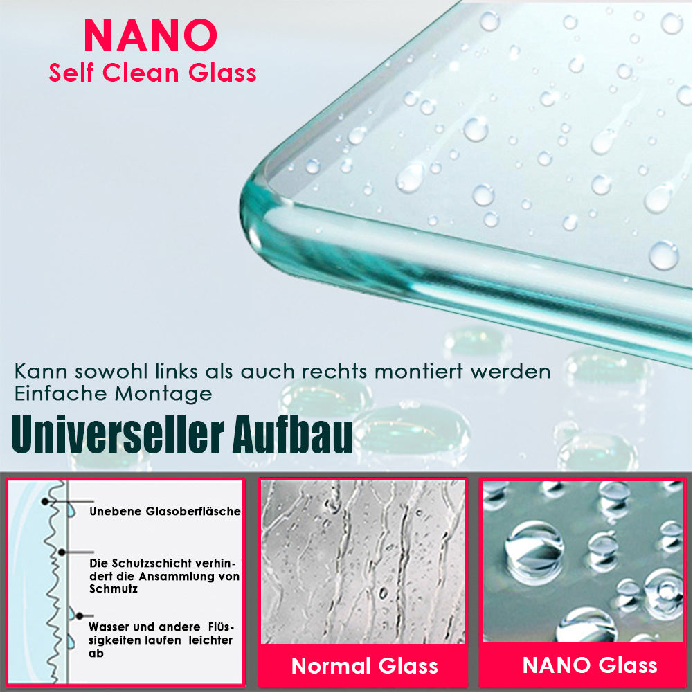 SONNI Badewannenaufsatz Duschabtrennung 2-teilig Falttür ESG Klarglas mit beideseitiger Nano Beschichtung