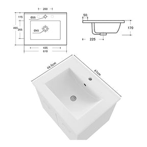 SONNI Badmöbel Set aus Waschbecken , Unterschrank und Spiegel Badezimmermöbel 2-teilig 60cm Hochglanz Weiss/Grau