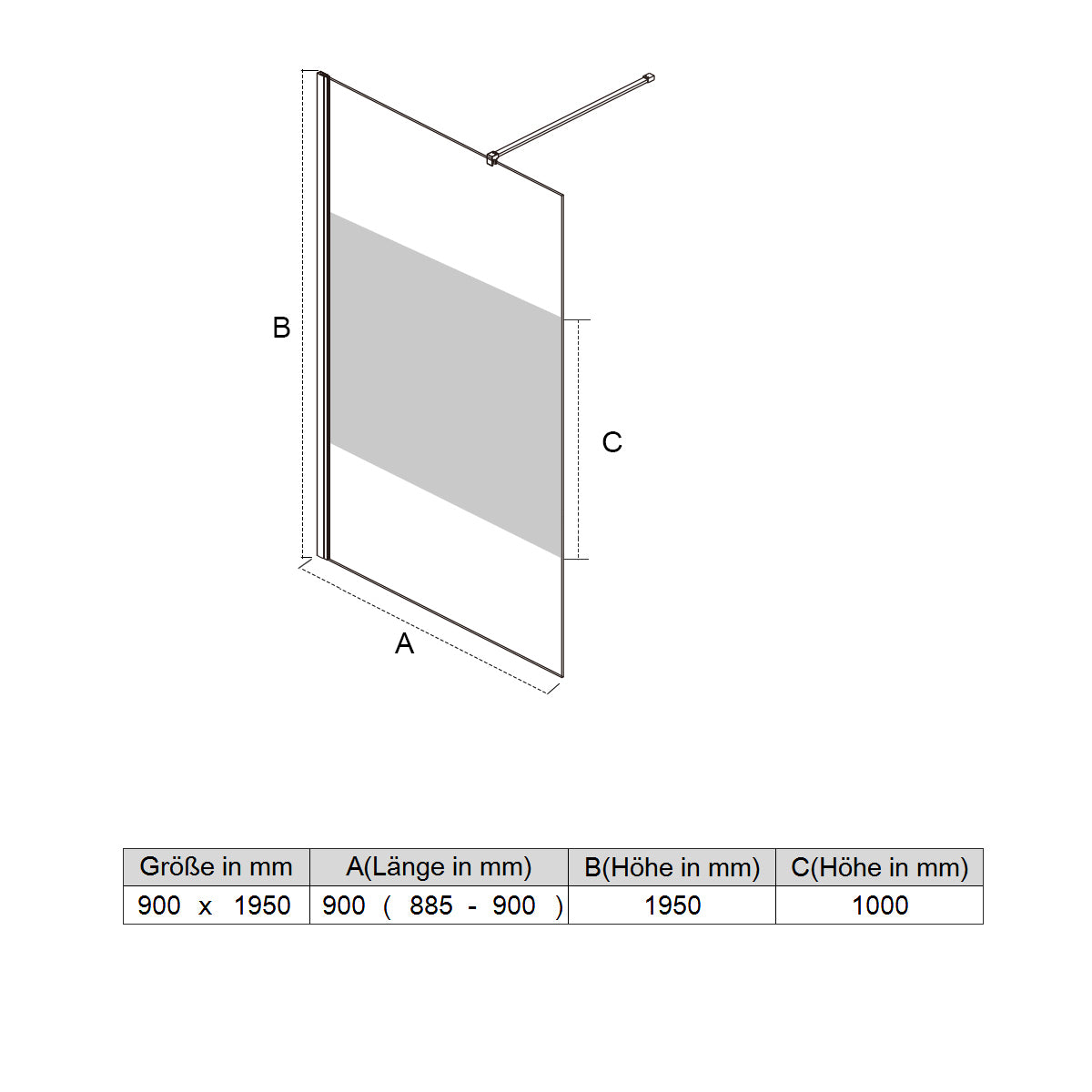 SONNI Walk In Dusche Duschabtrennung Duschwand Nano Milchglas(teilsatiniert) Glasstärke 8/10mm Breite 70-140cm