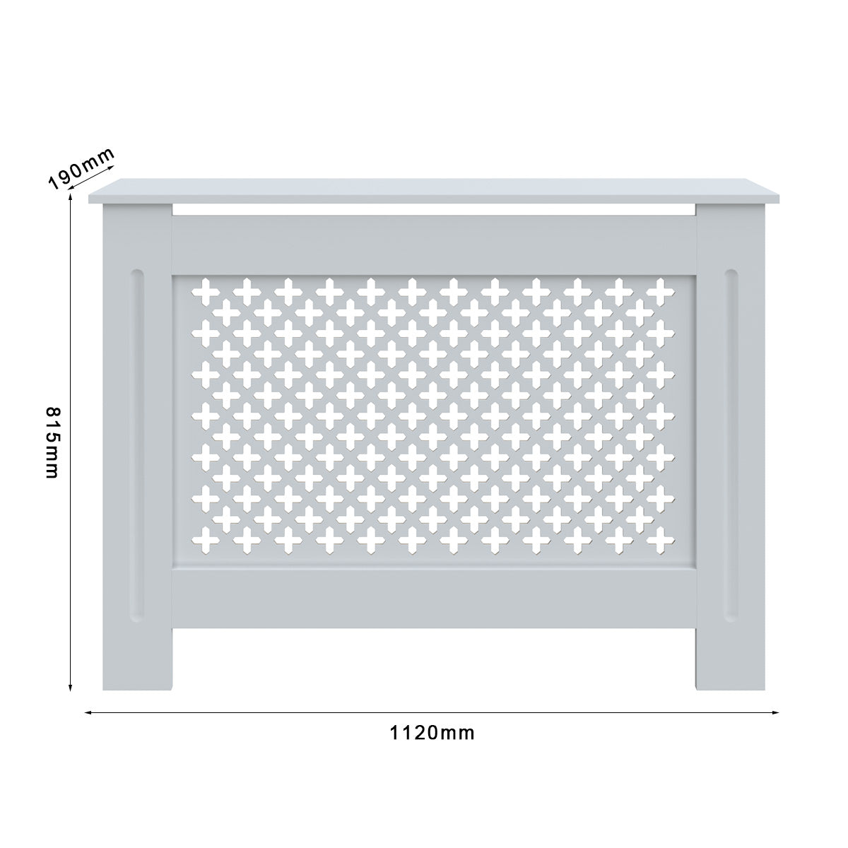 SONNI Heizkörperverkleidung Abdeckung Heizungsverkleidung weiß mit Kreuzgitter für Wohnzimmer Flur Diele B1120 x T190 x H815 mm