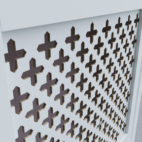 SONNI Heizkörperverkleidung Abdeckung Heizungsverkleidung weiß mit Kreuzgitter für Wohnzimmer Flur Diele B780 x T190 x H820 mm