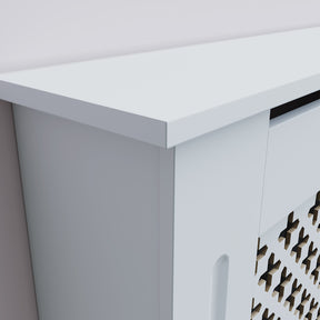 SONNI Heizkörperverkleidung Abdeckung Heizungsverkleidung weiß mit Kreuzgitter für Wohnzimmer Flur Diele B780 x T190 x H820 mm