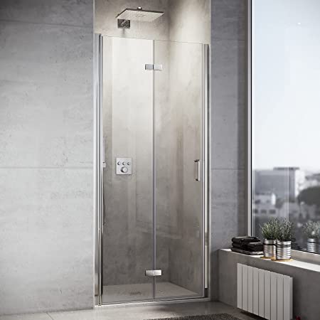 SONNI Duschtür 76x195 cm Duschwand Falttür 6mm ESG Sicherheitsglas Nano Beschichtung Dusche Faltbar Duschtrennwand Duschabtrennung