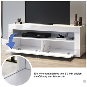 SONNI TV Board Lowboard Unterschrank mit LED Beleuchtung Weiß Hochglanz TV Schrank (B120x T40 x H45cm)