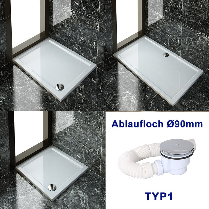 SONNI Duschkabine Eckeinstieg Schiebetür mit/ohne Duschtasse Ablaufgarnitur 70-120cm Höhe 185cm