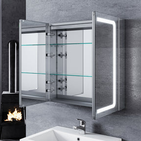 SONNI Aluminum Spiegelschrank mit Beleuchtung Badezimmer verstellbare Einlegeböden wasserdicht beschlagfrei mit Touchschalter und Steckdose