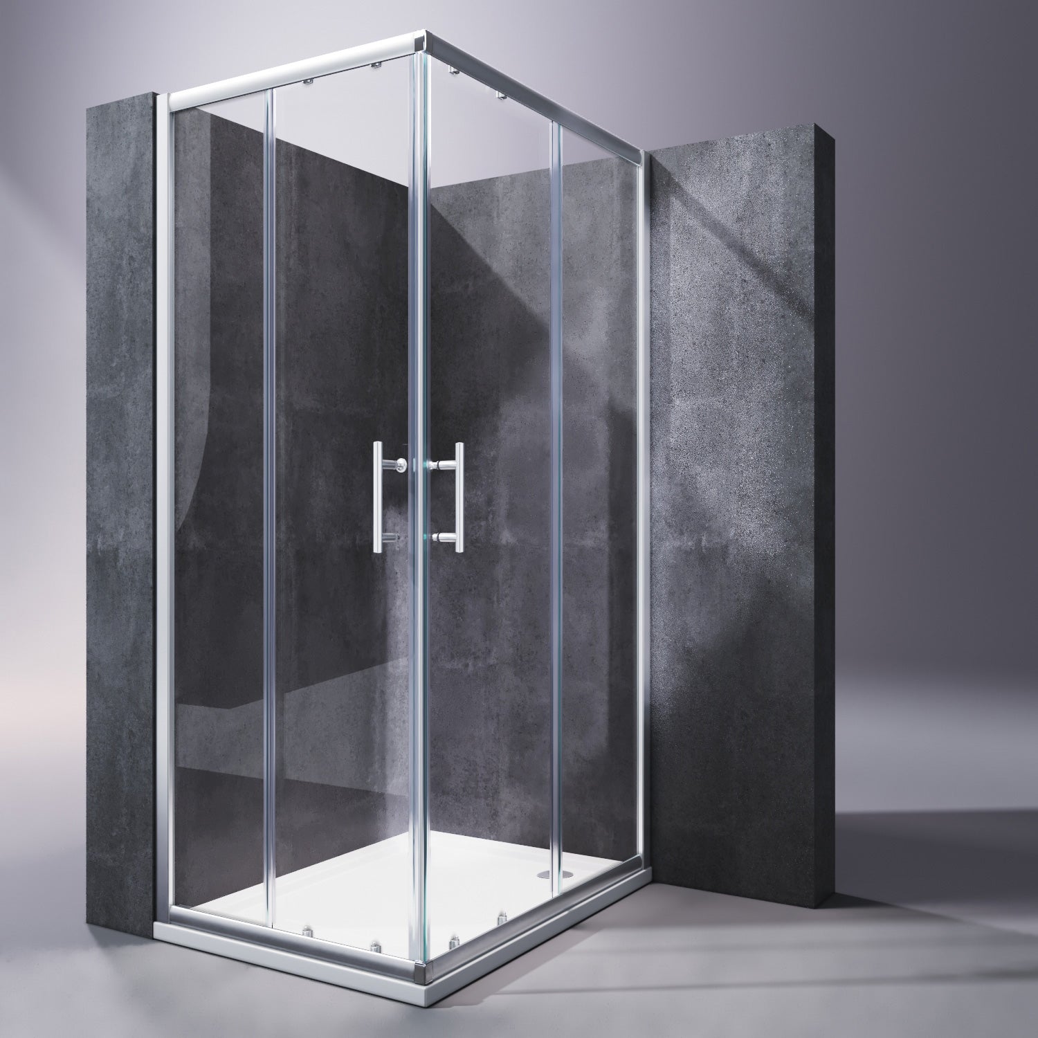 SONNI shower cubicle corner entry sliding door with/without shower tray waste set 70-120cm height 185cm