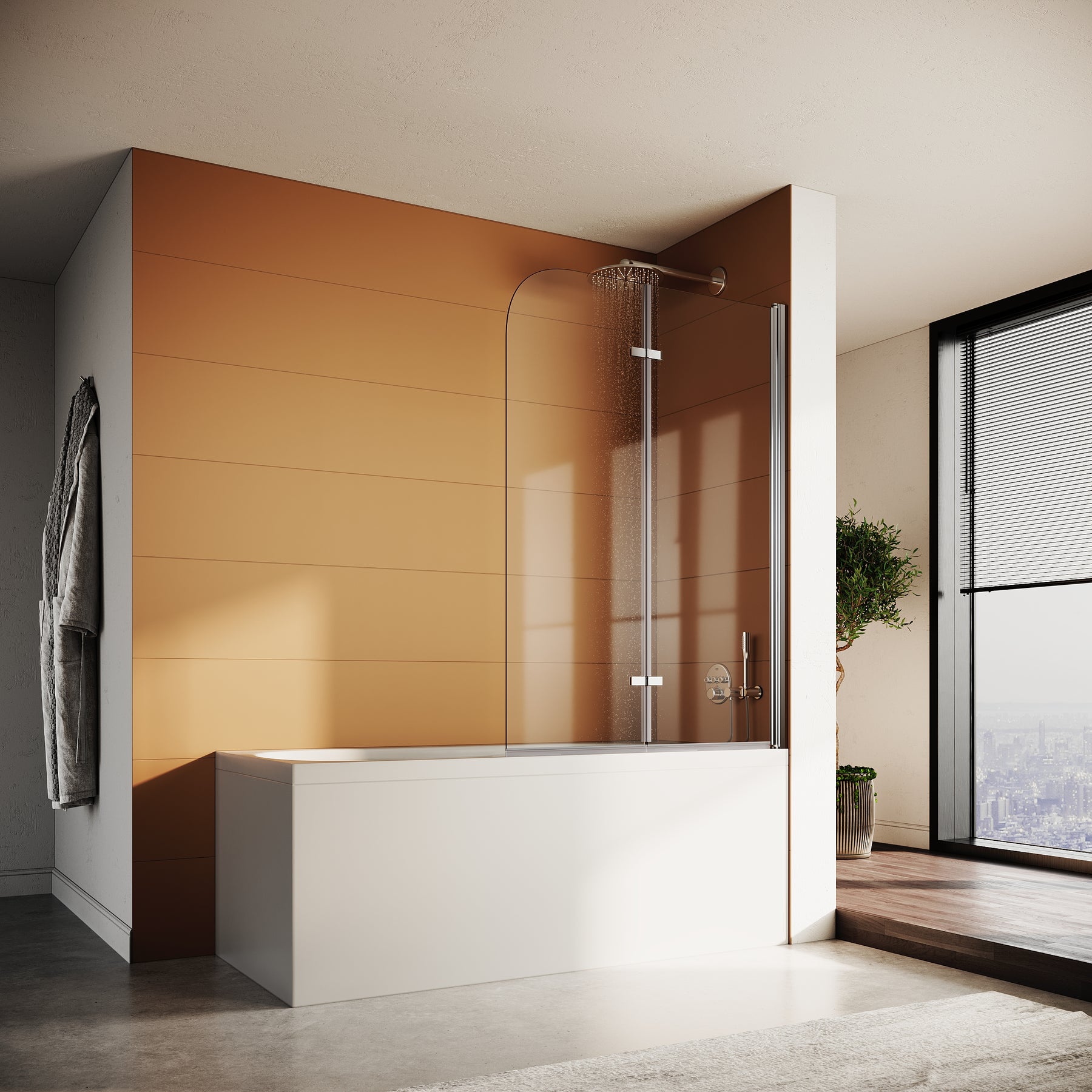 SONNI Duschwand für badewanne 100x130cm Duschwand Glas 6mm Nano Glas 2-Teilig Duschwand Badewanne Faltbar Badewannenaufsatz Duschabtrennung