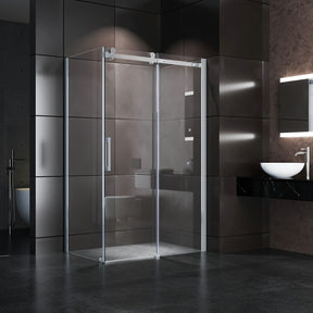 SONNI Duschkabine Eckeinstieg Schiebetür mit Seitenwand rahmenlos 8mm beidseitig Nano ESG-Glas Höhe 195cm - Sonni Sanitär GmbH