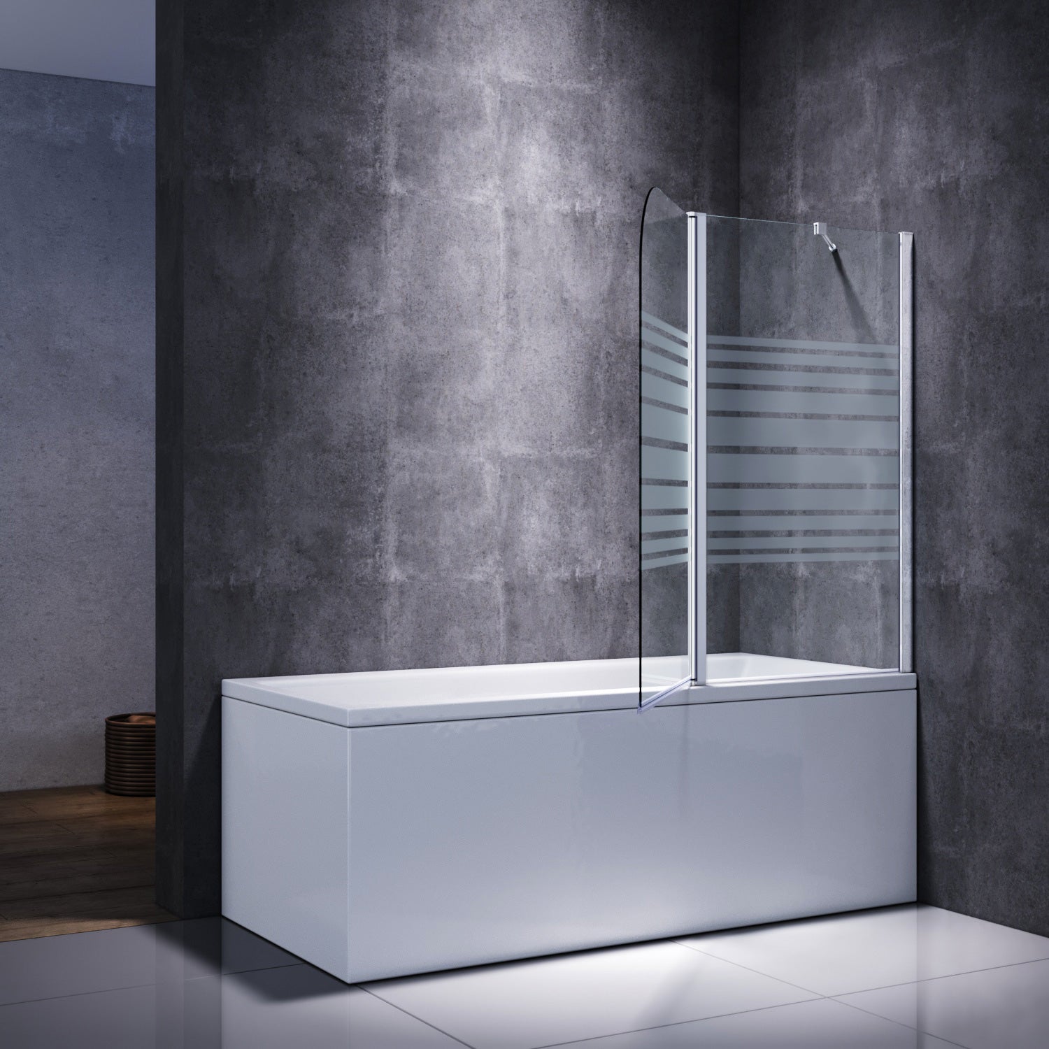 Badewannenaufsatz 2teilig Duschwand mit Seitenteil für Badewanne Duschkabine New