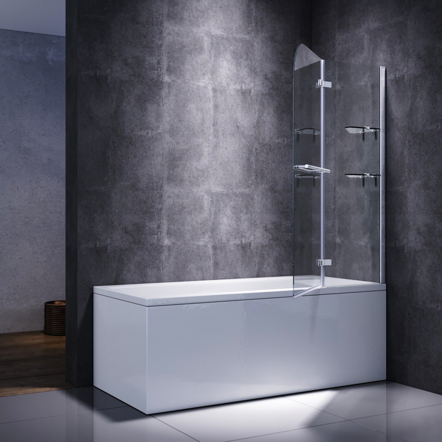 SONNI Badewannenaufsatz 2teilig Duschwand mit Seitenteil für Badewanne Duschkabine New