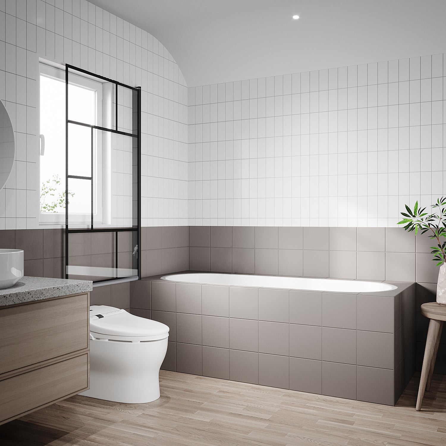 SONNI Duschwand für Badewanne mit schwarzem Gitterdesign NANO-GLAS Badewannenaufsatz faltbar 80x140 cm(BxH) Duschabtrennung Badewanne