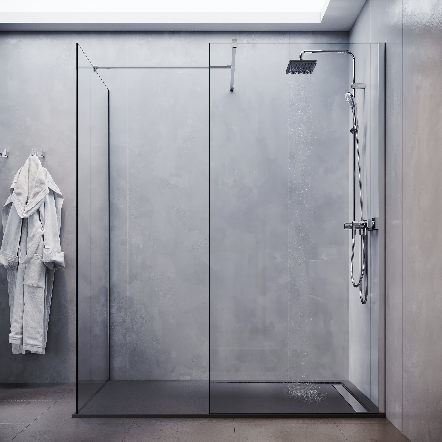 SONNI Begehbare Dusche Duschabtrennung Duschwand Duschkabine 8mm Nano Glas Duschwand mit/ohne schwenkbare Tür Walk in Dusche