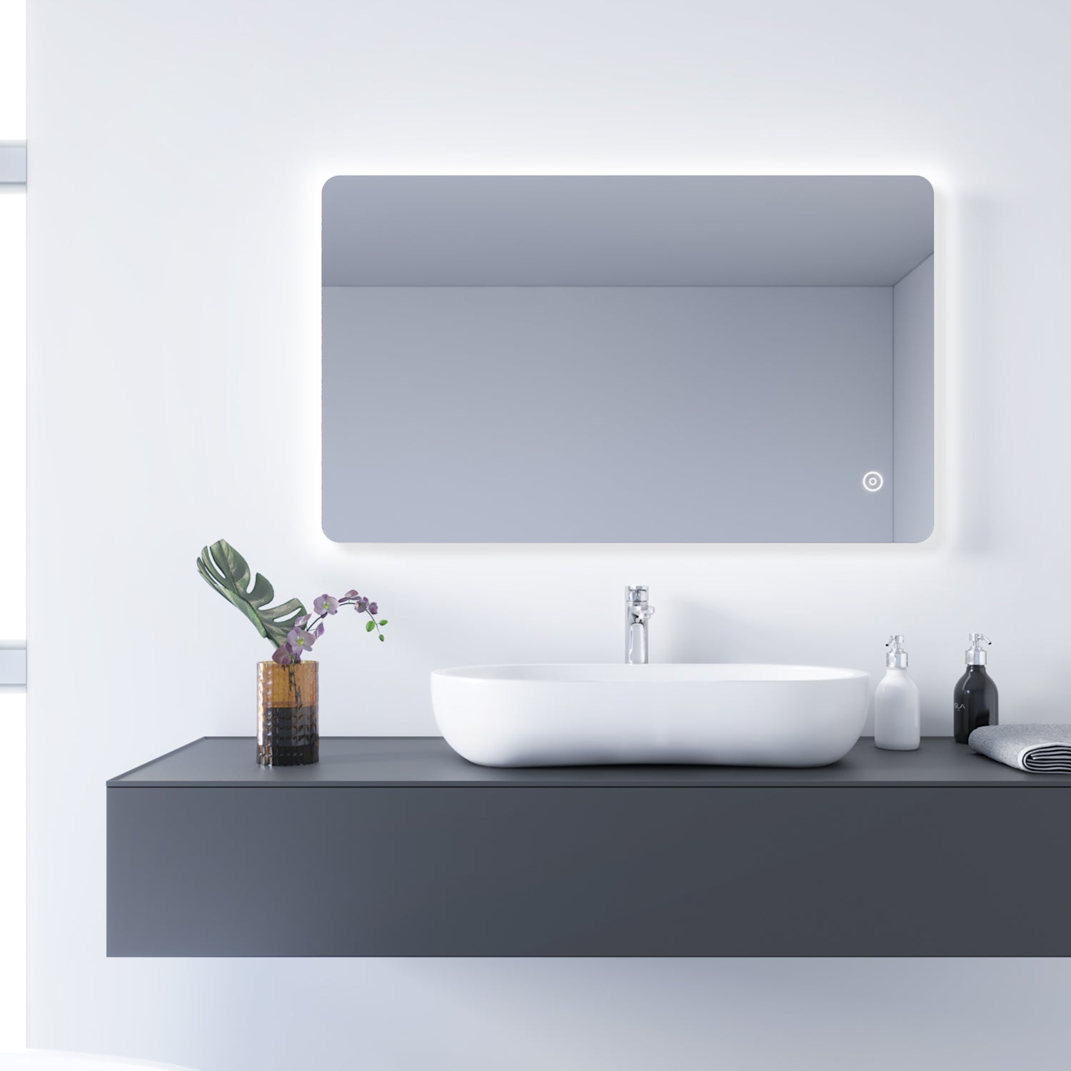 Badezimmer LED Spiegel Badspiegel mit Beleuchtung Touchschalter 100x60cm GTBM0816