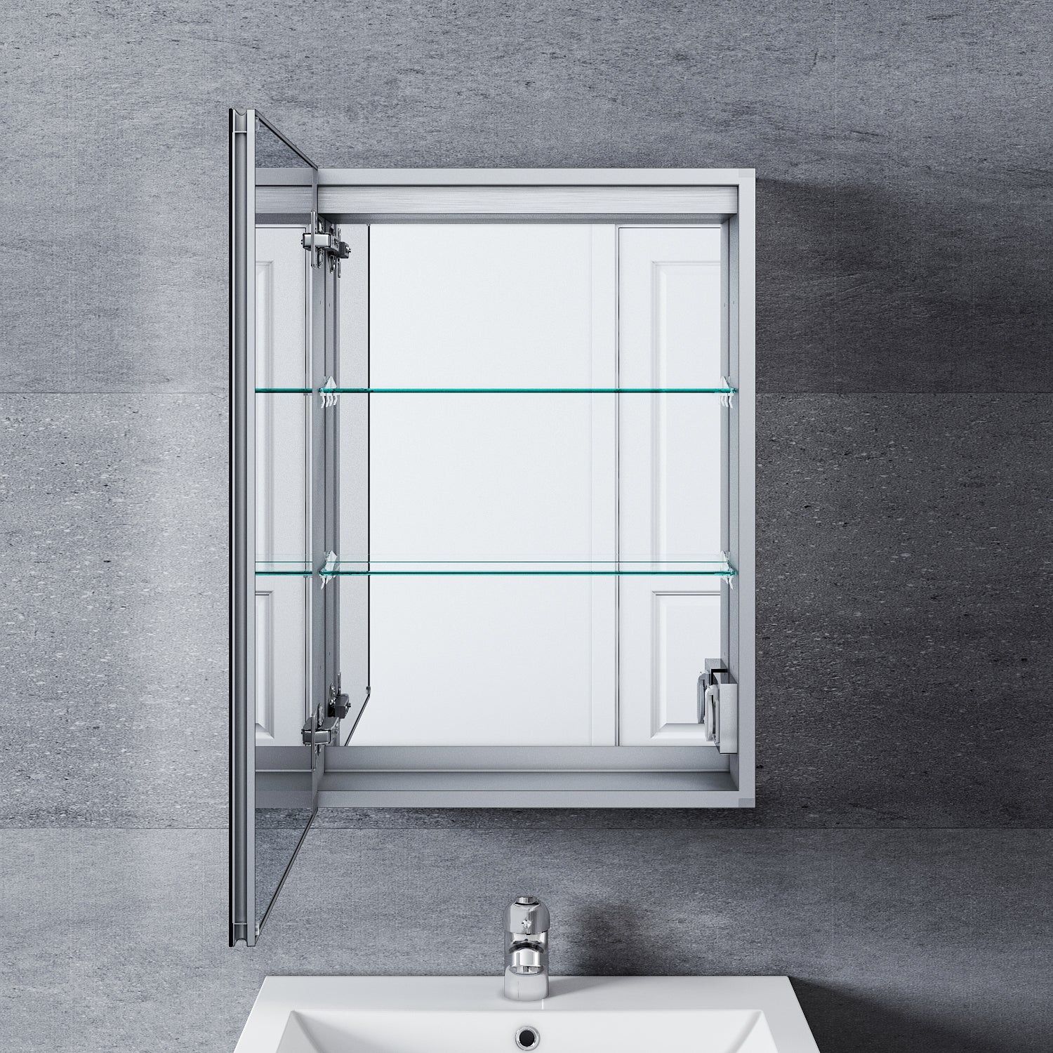 SONNI LED Spiegelschrank mit Beleuchtung für das Badezimmer Aluminium Spiegelschrank mit Beleuchtung Spiegelschrank mit Steckdose wasserdicht beschlagfrei