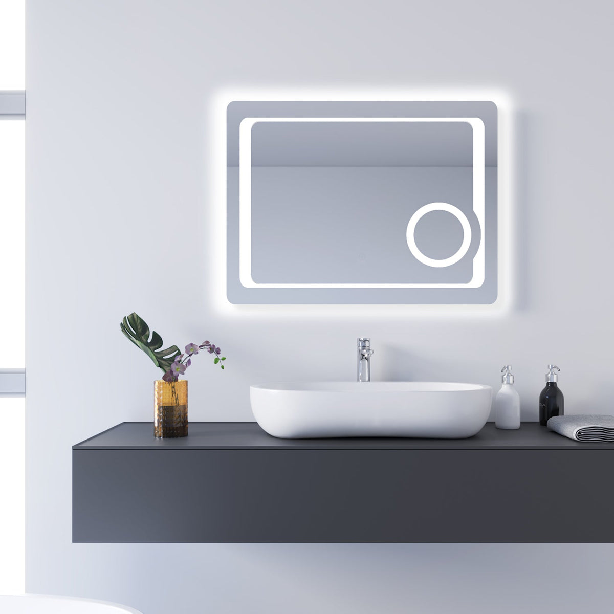 SONNI Badezimmer LED Spiegel Badspiegel mit Beleuchtung Kosmetikspiegel Touchschalter 80x60cm GTBM009