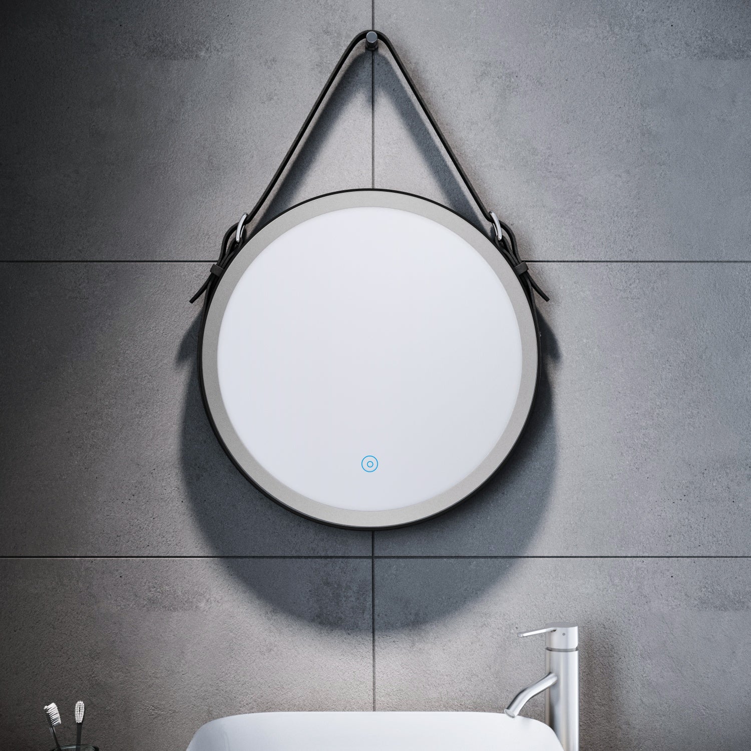 SONNI LED Badspiegel Rund mit Touch mit Beleuchtung Wandspiegel Badezimmerspiegel 60cm