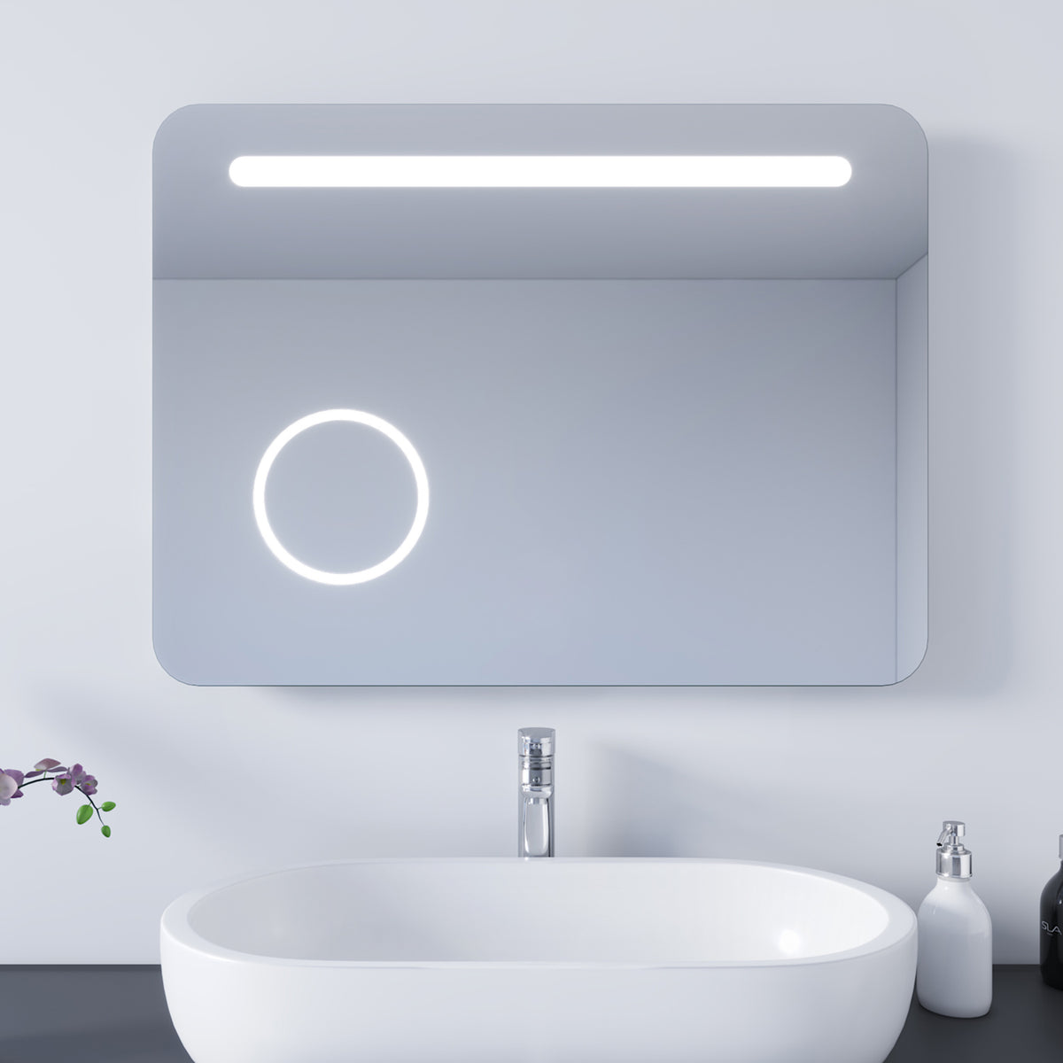 SONNI Badezimmer LED Spiegel Badspiegel mit Beleuchtung Kosmetikspiegel Infrarotschalter 80x60cm GTBM0586R - Sonni Sanitär GmbH