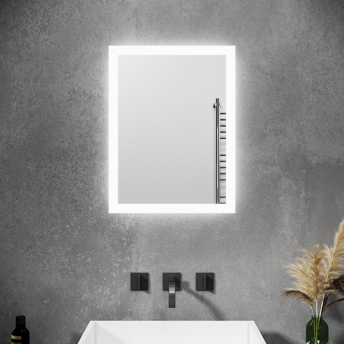 Badspiegel mit LED Beleuchtung Wandspiegel Badezimmerspiegel Lichtspiegel 60x50