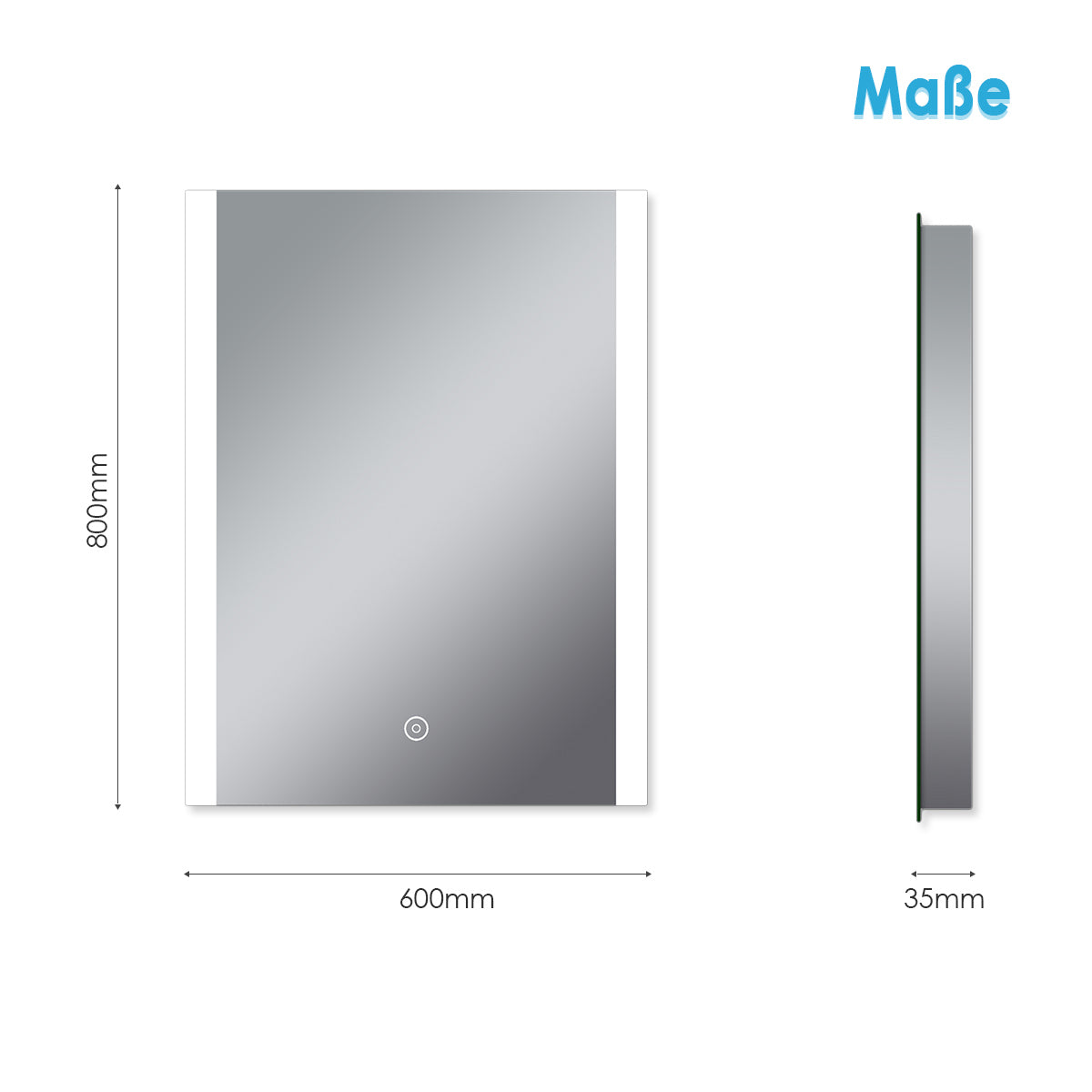 Badezimmer LED Spiegel Badspiegel mit Beleuchtung Touchschalter 60x80cm GTBM1086