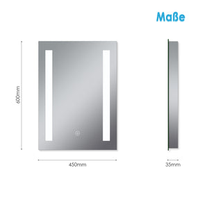 Badezimmer LED Spiegel Badspiegel mit Beleuchtung Touchschalter 45x60cm GTBM003