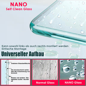 SONNI Dusche Nischentür Pendeltür Schwingtür ESG Glastür mit Nano Beschichtung 70-90cm Höhe 185/195cm