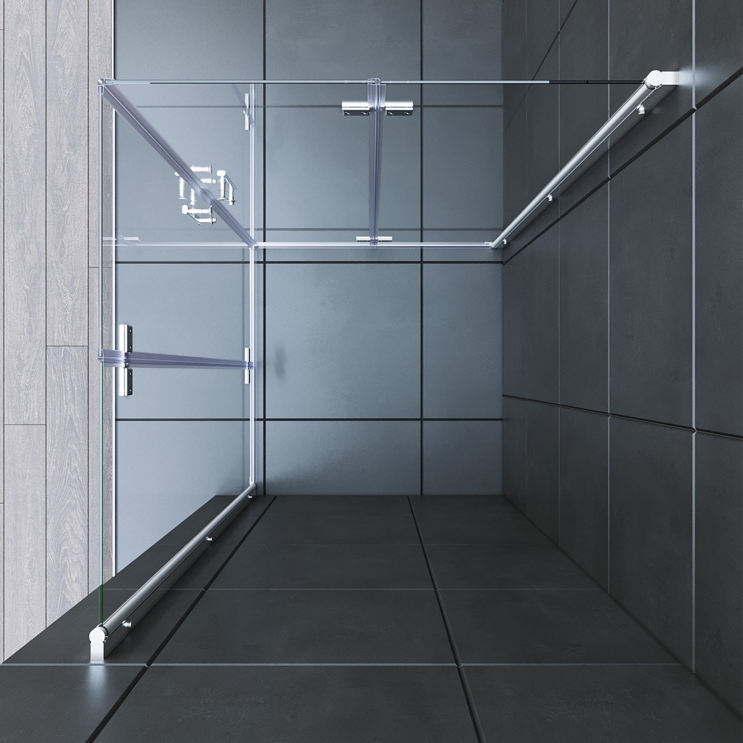 Duschkabine Eckeinstieg 180° Falttür ESG Glastür 80-120cm Höhe 195cm Quadratisch