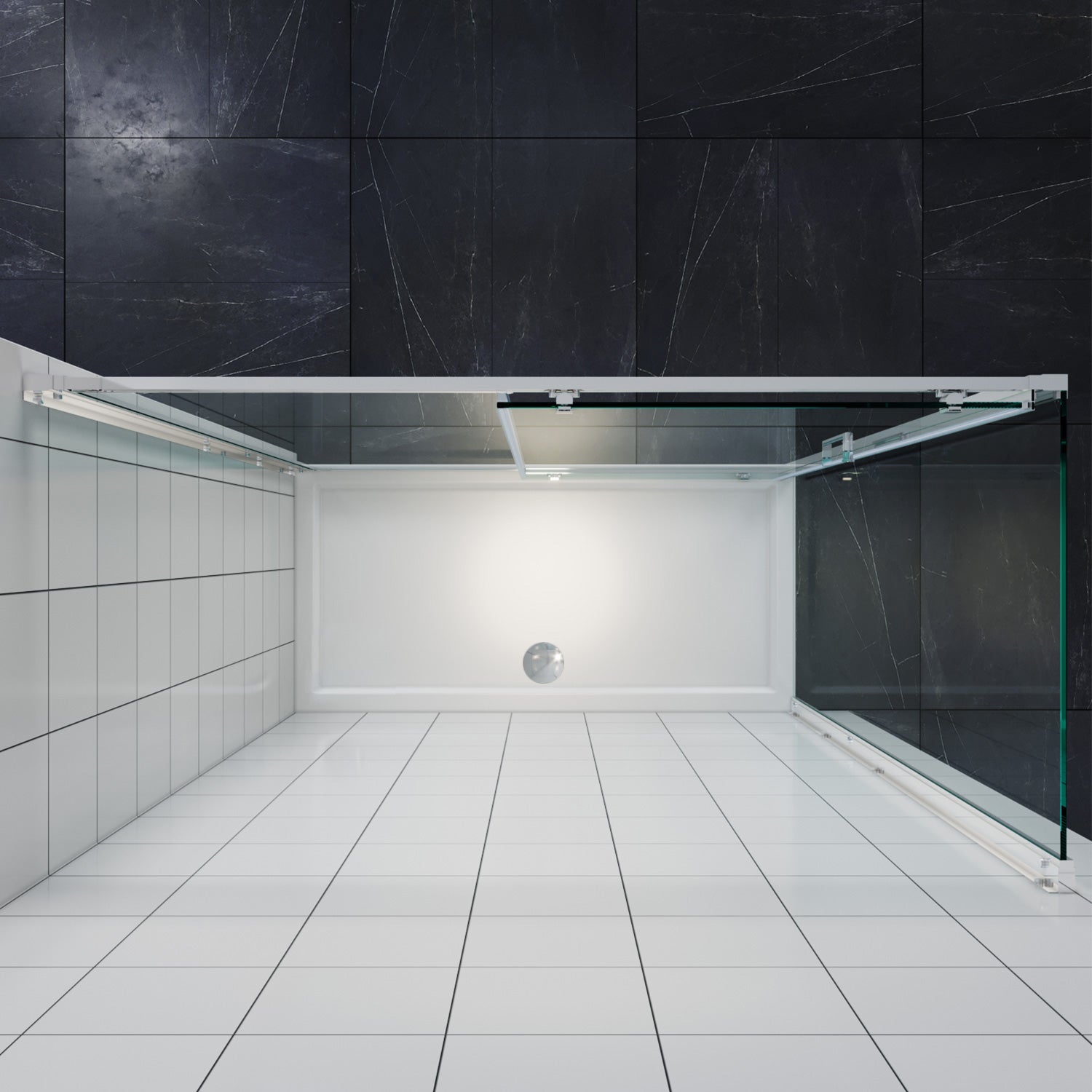 SONNI Dusche Nischentür Schiebetür mit Rahmen 8mm ESG Glastür mit Nano Beschichtung 100-150cm