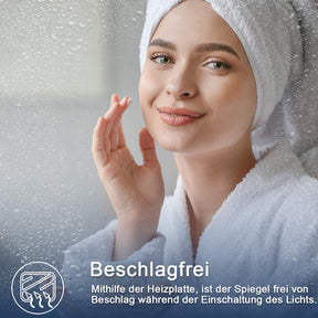 SONNI Spiegelschrank mit Beleuchtung, Aluminium beschlagfrei Spiegelschrank Bad mit Beleuchtung und Steckdose, Badezimmer-spiegelschrank mit Touch Schalter Kabelloses Scharnier Design 60 × 65cm